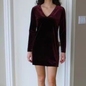 Brand new wine coloured, velvet, long sleeve dress